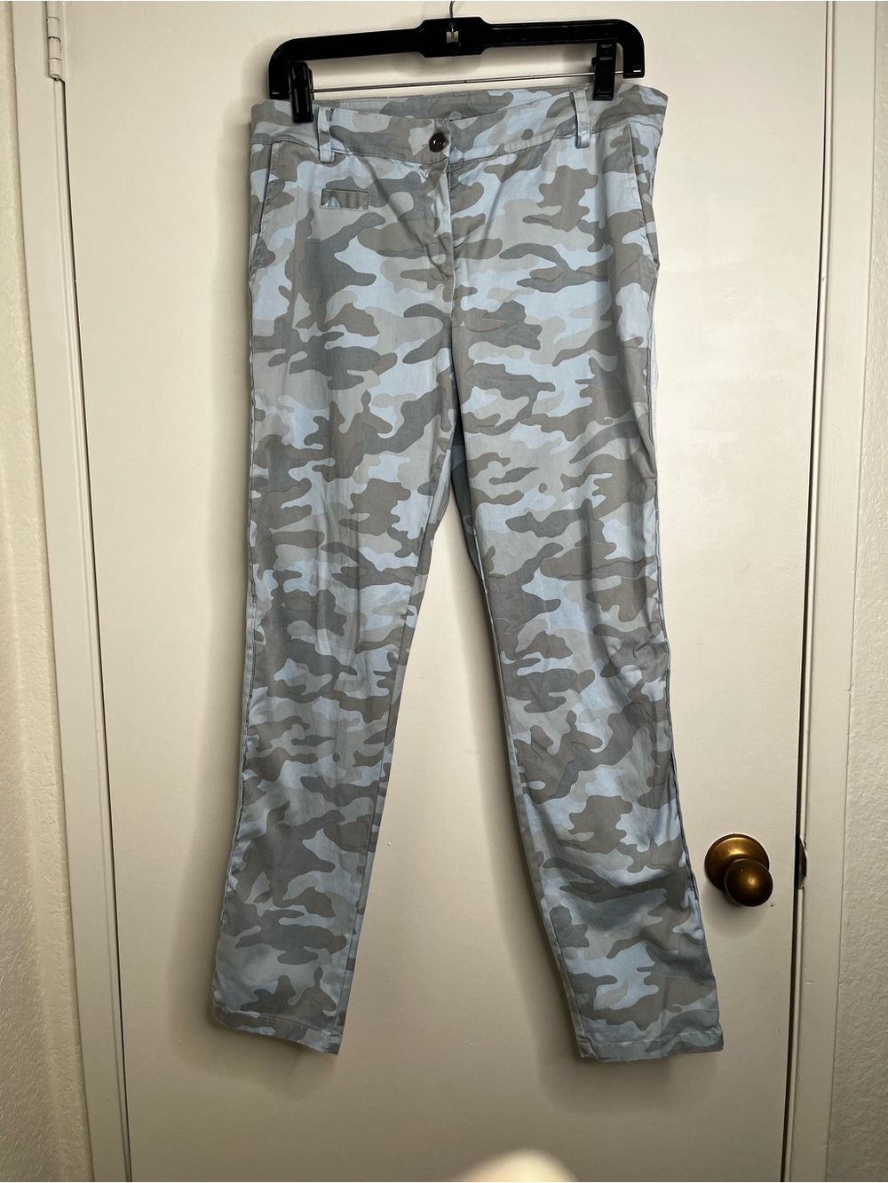 Venti6 Made In Italy Camo Stretch Chino Pants Lyocell Cotton Large Light Blue